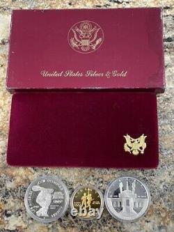 US Mint Los Angeles Olympic 1983/1984 Gold & Silver Commemorative 3 Coin Set COA