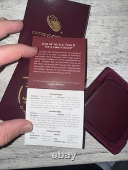 US Mint WWII 75th Anniversary 24K Gold Coin 2020 20XG Proof with COA Box NEW