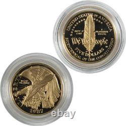 U. S. Constitution Commemorative 1987 W Choice Proof Gold $5 Coin