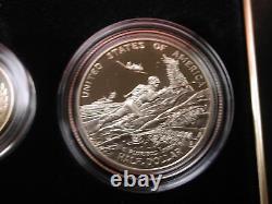 U. S WW II 50th Anniversary 3 Piece Proof $5 Gold Silver $1 Clad Half