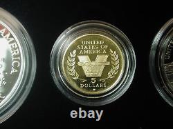 U. S WW II 50th Anniversary 3 Piece Proof $5 Gold Silver $1 Clad Half