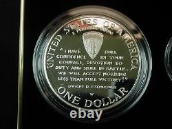 U. S WW II 50th Anniversary 3 Piece Proof $5 Gold Silver $1 Clad Half