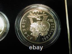 U. S WW II 50th Anniversary 3 Piece Proof $5 Gold Silver $1 Clad Half