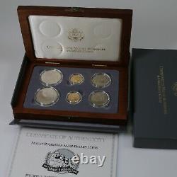 United States Mint 1991 Mount Rushmore 6 Coin Set Gold & Silver OGP