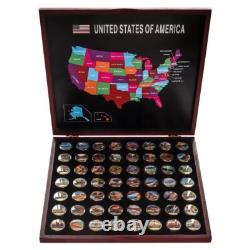 United States Of America states & National Parks x56 Gold Plated Coins Box Set