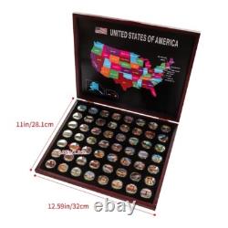 United States Of America states & National Parks x56 Gold Plated Coins Box Set