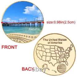 United States Of America states & National Parks x56 Gold Plated Coins Box Set