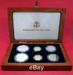 Us Mint 1994 World Cup USA Gold & Silver Proof Commemorative 6 Coin Set Coa