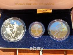 WORLD CUP USA 1994 Commemorative 3-COIN Set GOLD & SILVER Missing COA