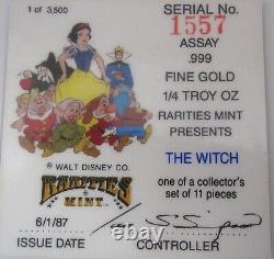 Walt Disney Snow White The Witch 50th Anniversary 1/4 oz Gold Round