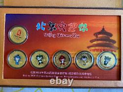 Welcome to Beijing Commemorative Medallion Set, 6 Gold Plated