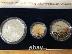 World War II 50th Anniversary Coins 90% gold, 90% silver proof, beautiful set