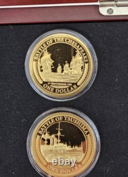 World's Greatest Naval Battles Gold Dollar Collection. 8 Coins Complete Set Coa