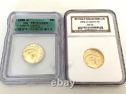 Wow-(2) 1986-w U. S. $5 Statue Of Liberty Gold Coins Ms-70 + Pr 70 Dcam